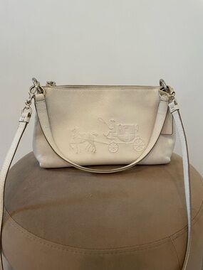 Coach Charley Leather Shoulder Bag with Embossed Carriage